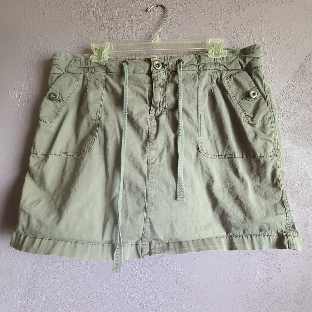 Sonoma Skort Womens 16 Khaki Gray Cargo Utility Drawstring Mini Stretch Skirt